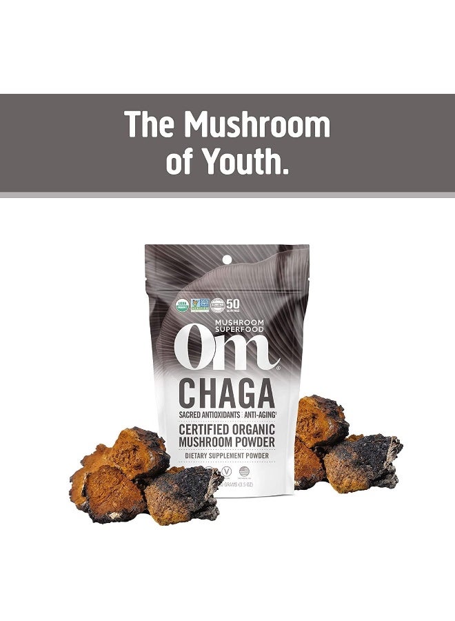 Om Mushroom Superfood OM CHAGA ORGANIC MUSHROOM POWDER 100G - Image 2
